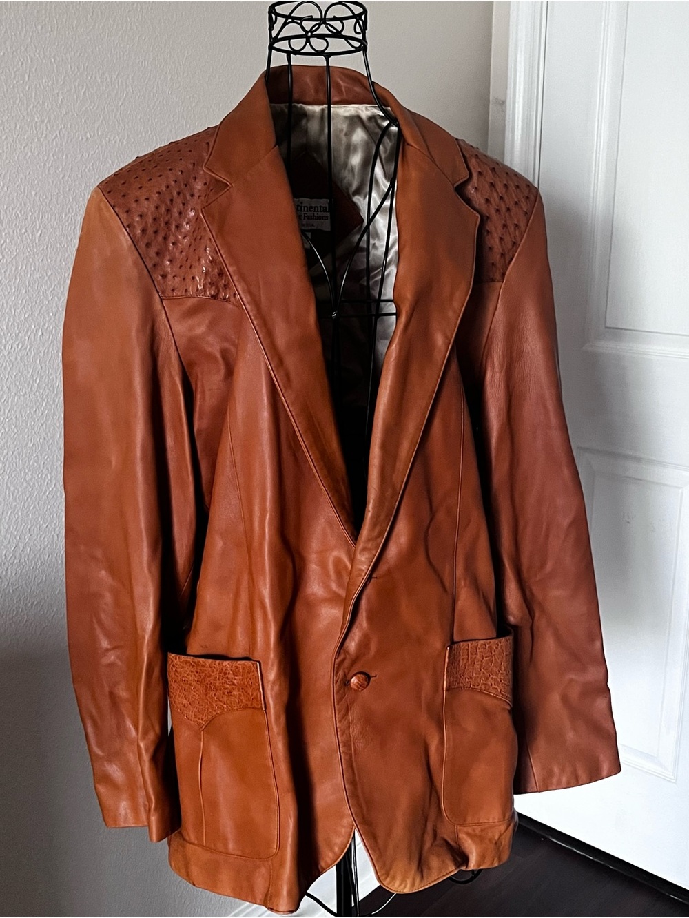 Ostrich and lamb skin western blazer size 48L